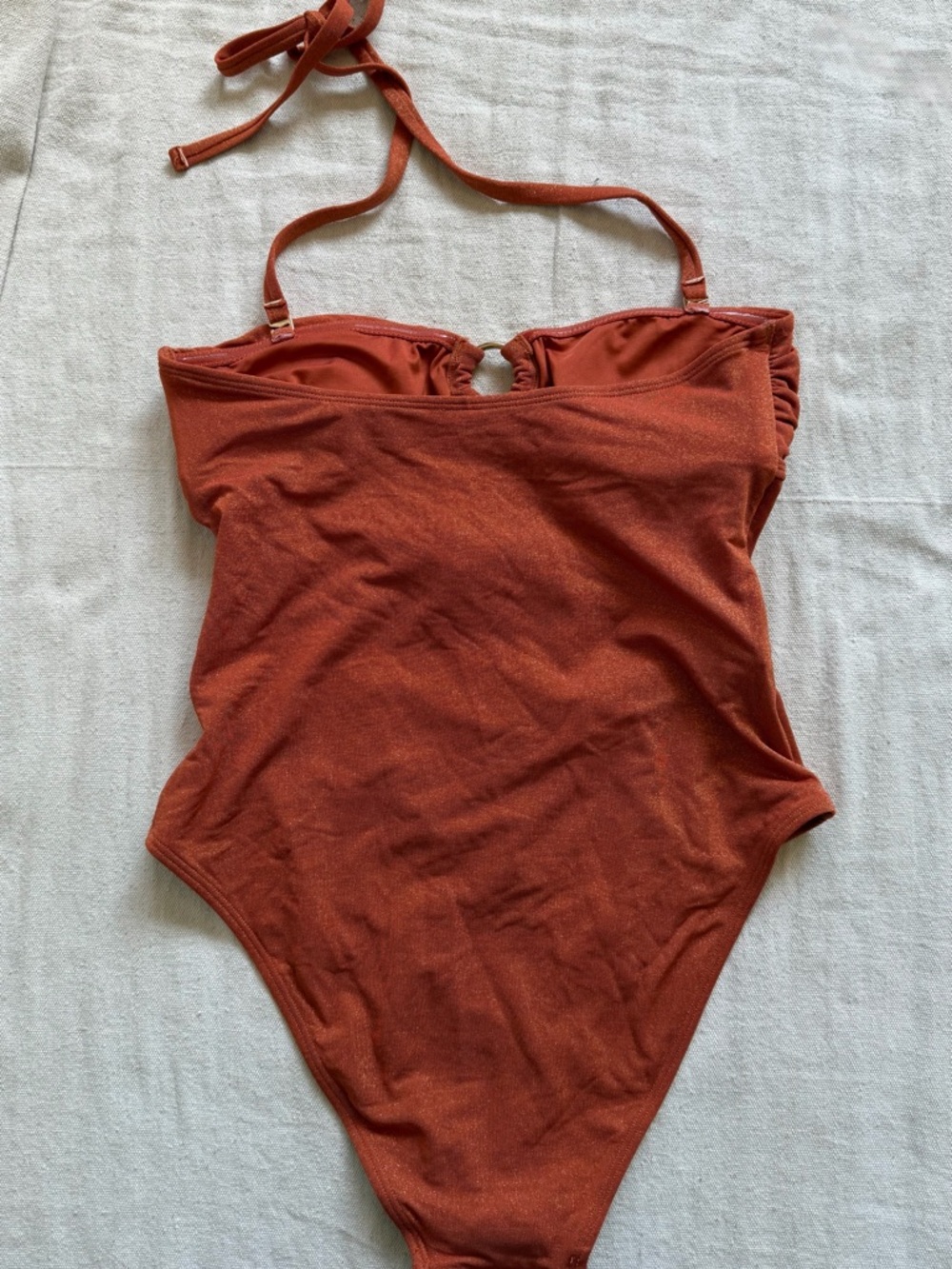 NWT Cupshe Metallic Burnt Orange O-Ring Cutout One Piece Swimsuit Monokini Med M - Picture 5 of 10